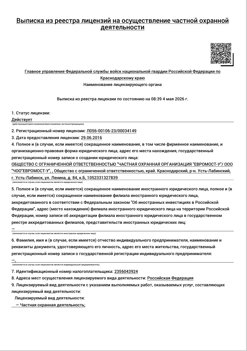 лицензия до 01.07.2031 г.